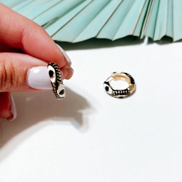 Evil eye hoop earrings S60 - Picture 1 of 2